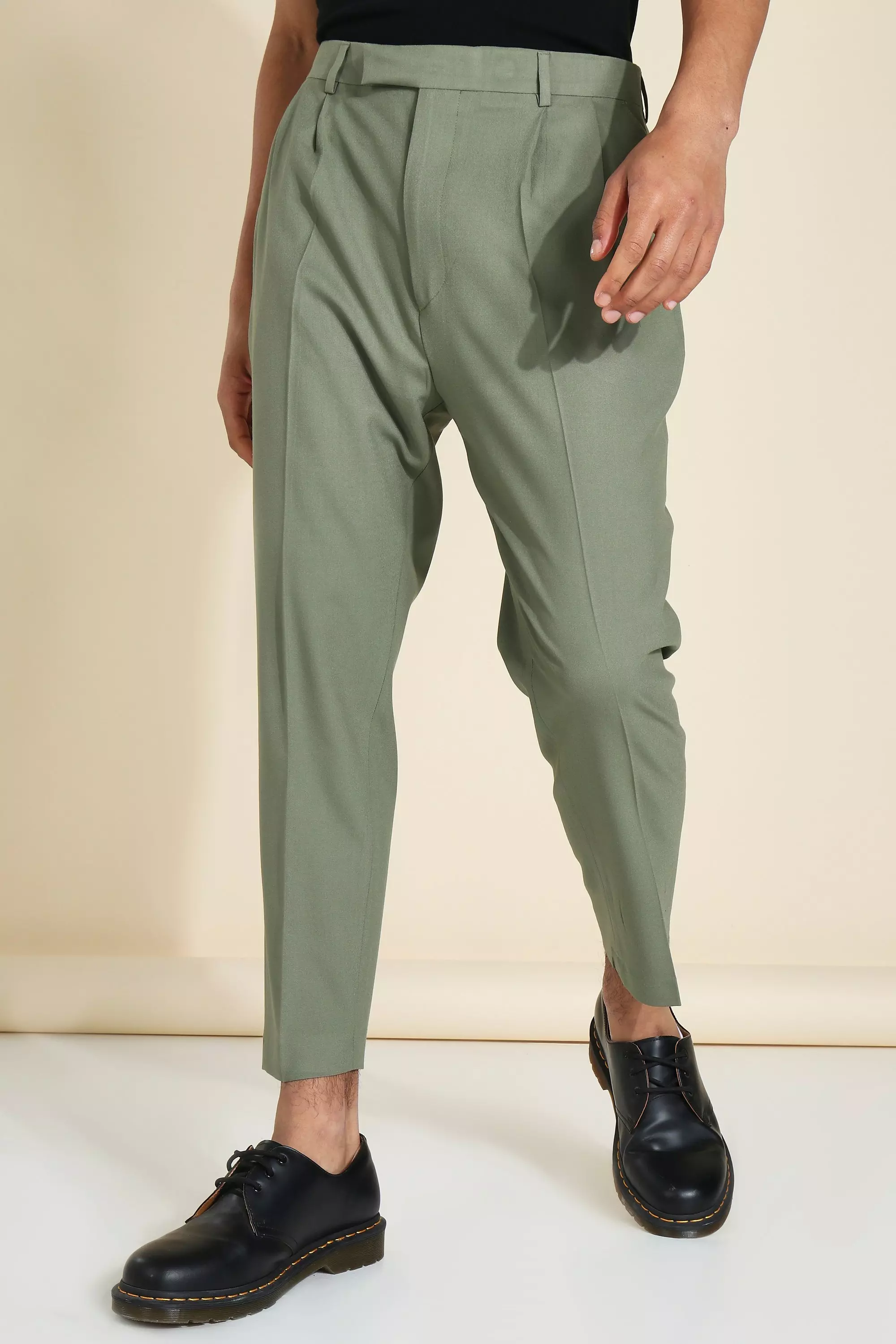 Mens tapered cropped on sale trousers