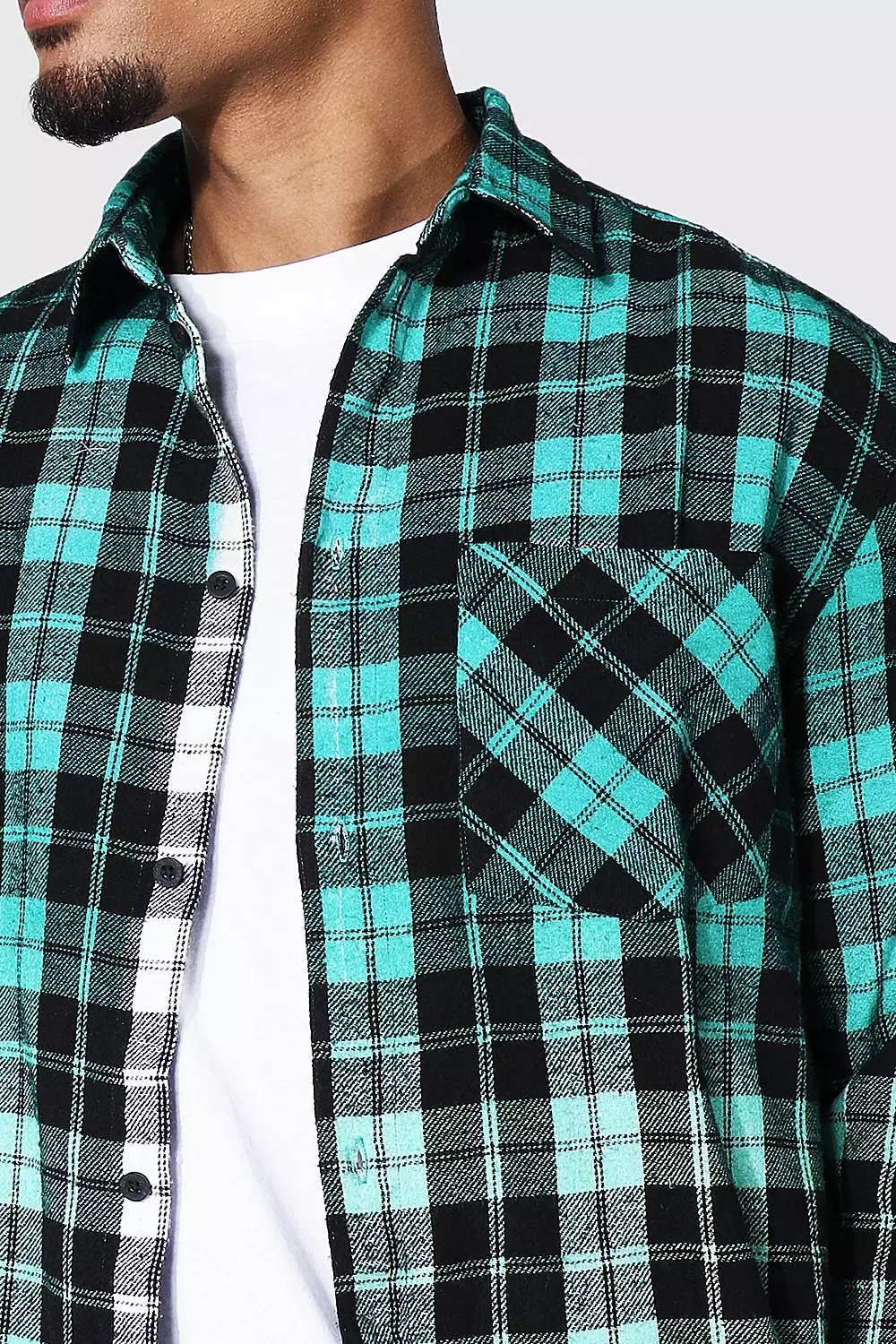 Oversized Ombre Check Shirt | boohooMAN USA