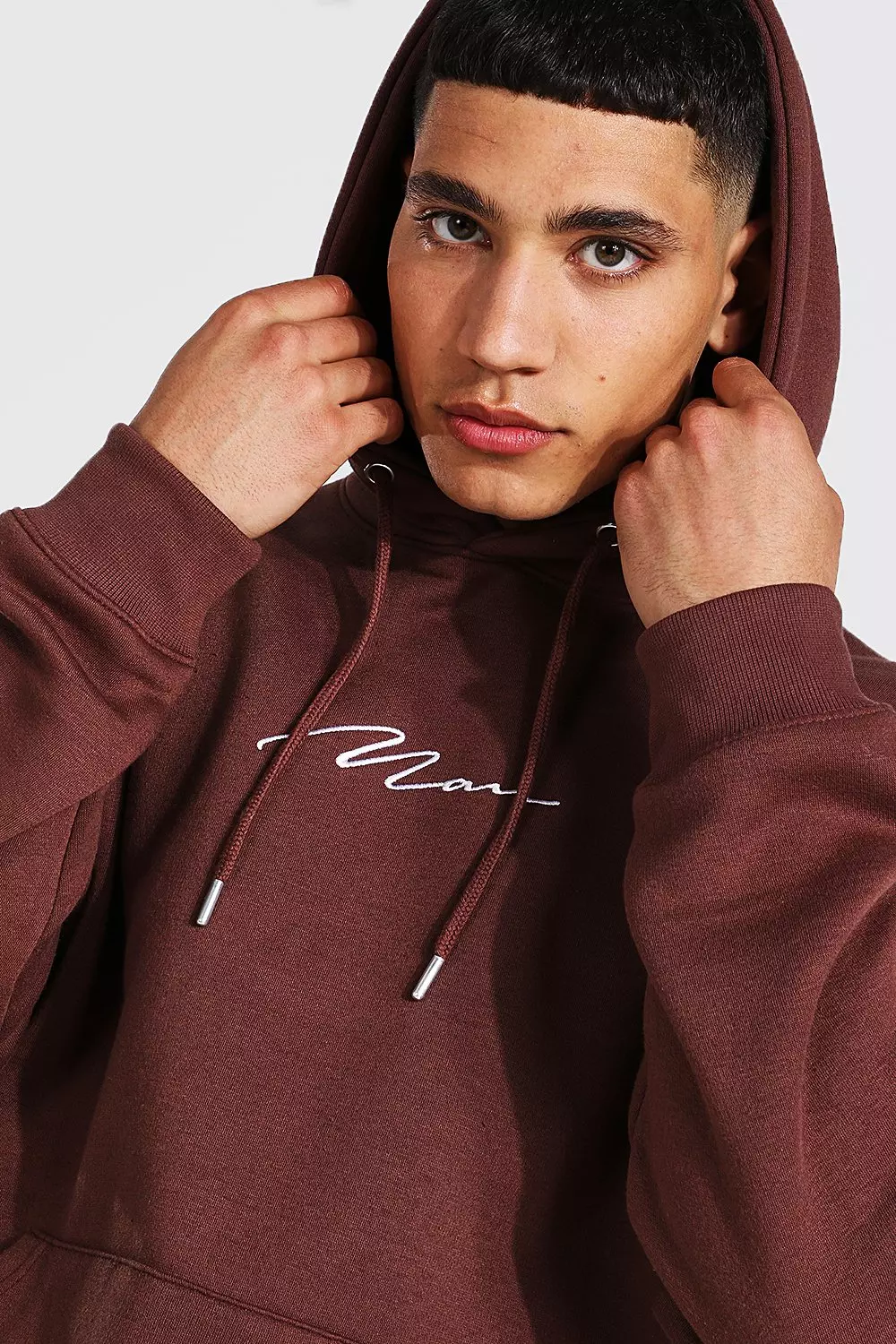 MAN Signature Embroidered Oversized Hoodie