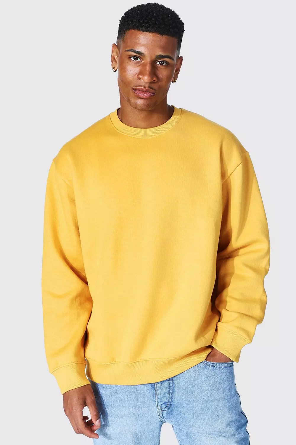 Yellow crew store neck sweatshirt mens