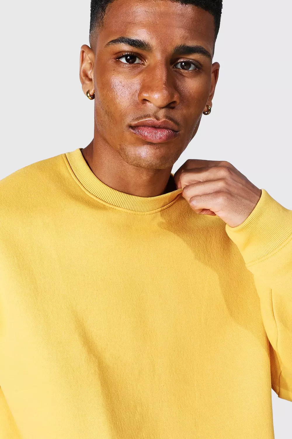 Oversized yellow sale crew neck