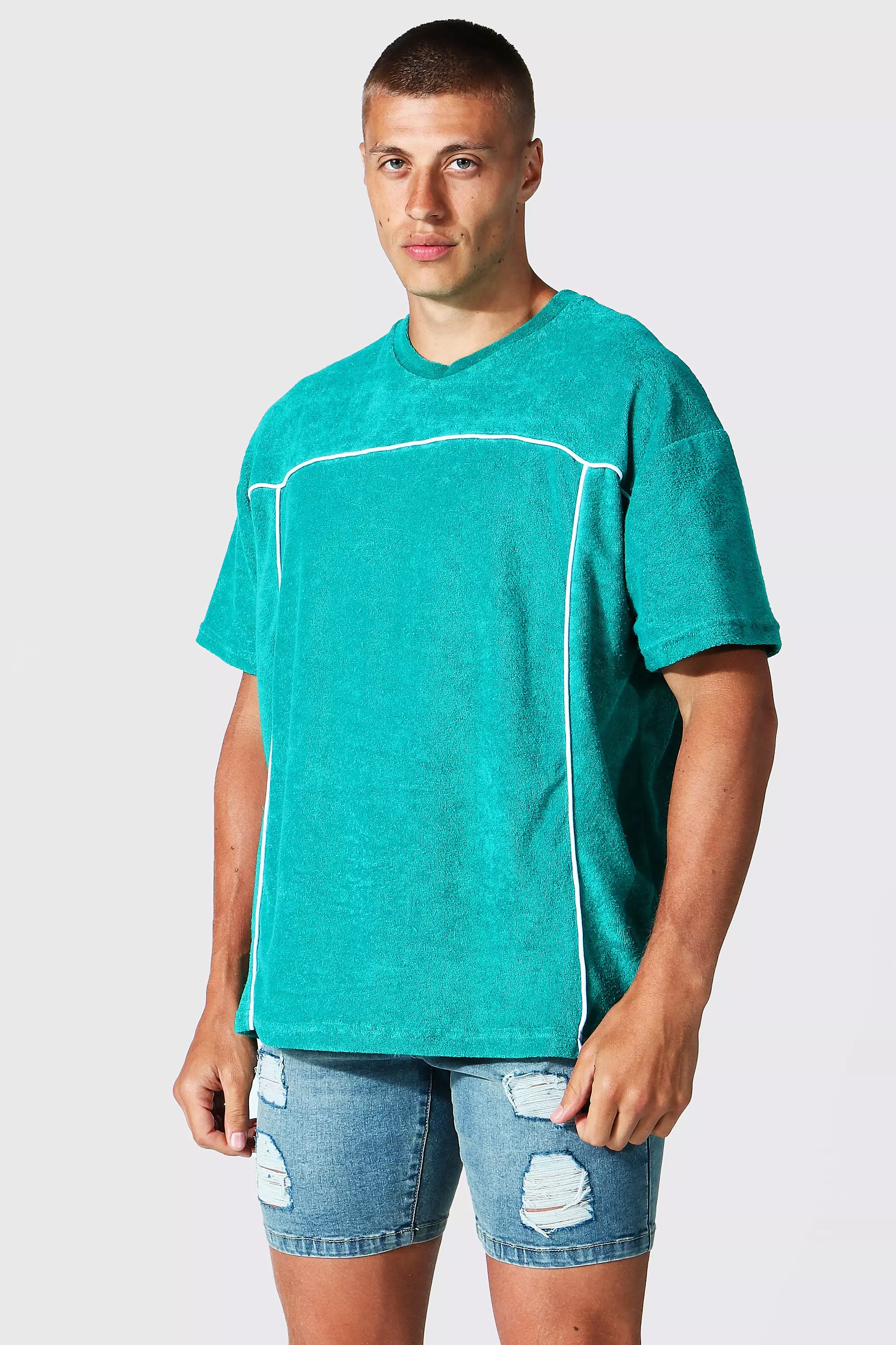 Oversize Frottee T Shirt Mit Detail Boohooman