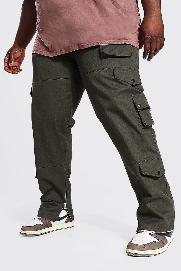 Plus Fixed Waistband Slim Twill Cargo Trouser | boohooMAN USA
