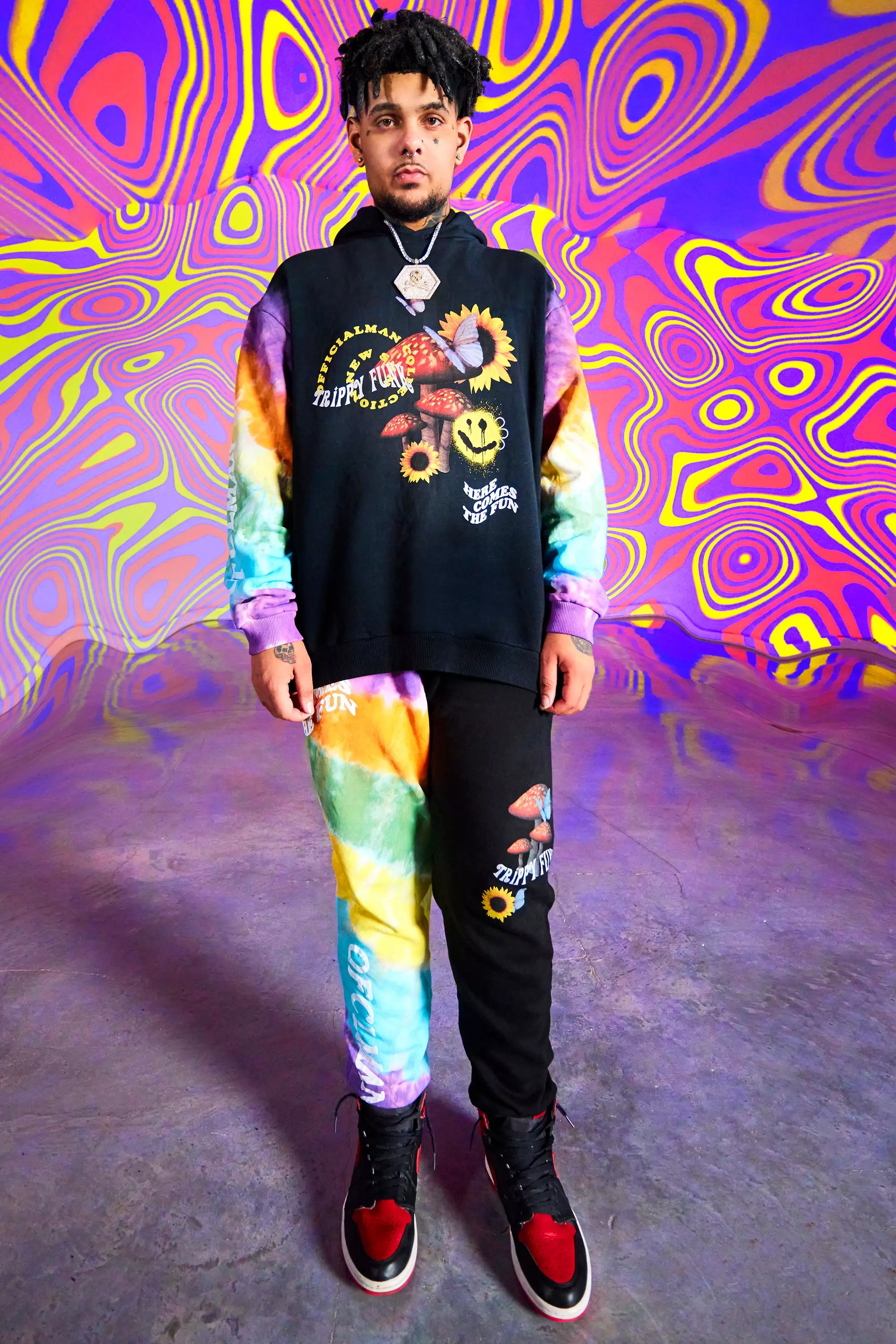 Boohooman tie dye online hoodie