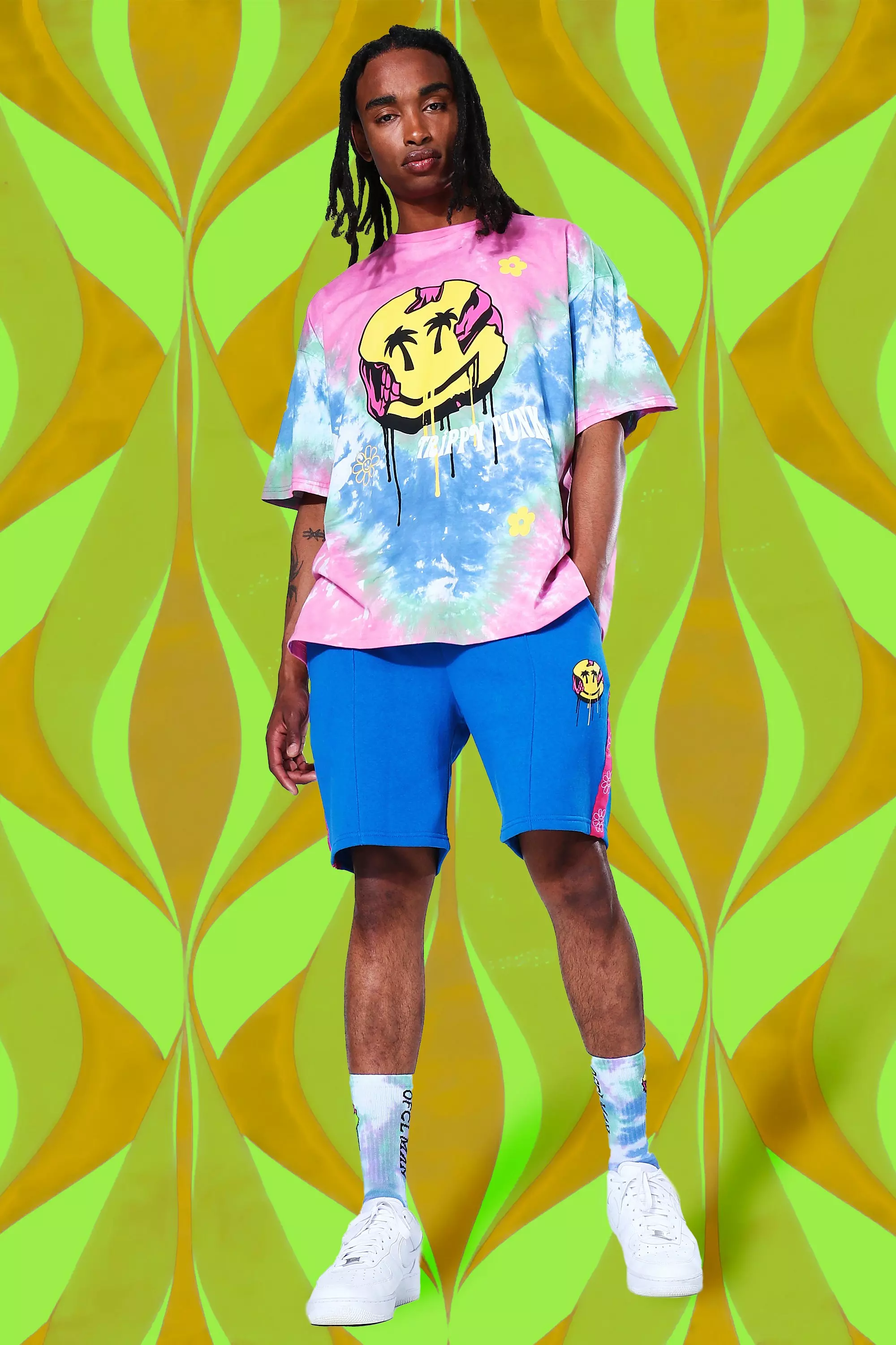 Trippy Drip Face Tie Dye Shorts