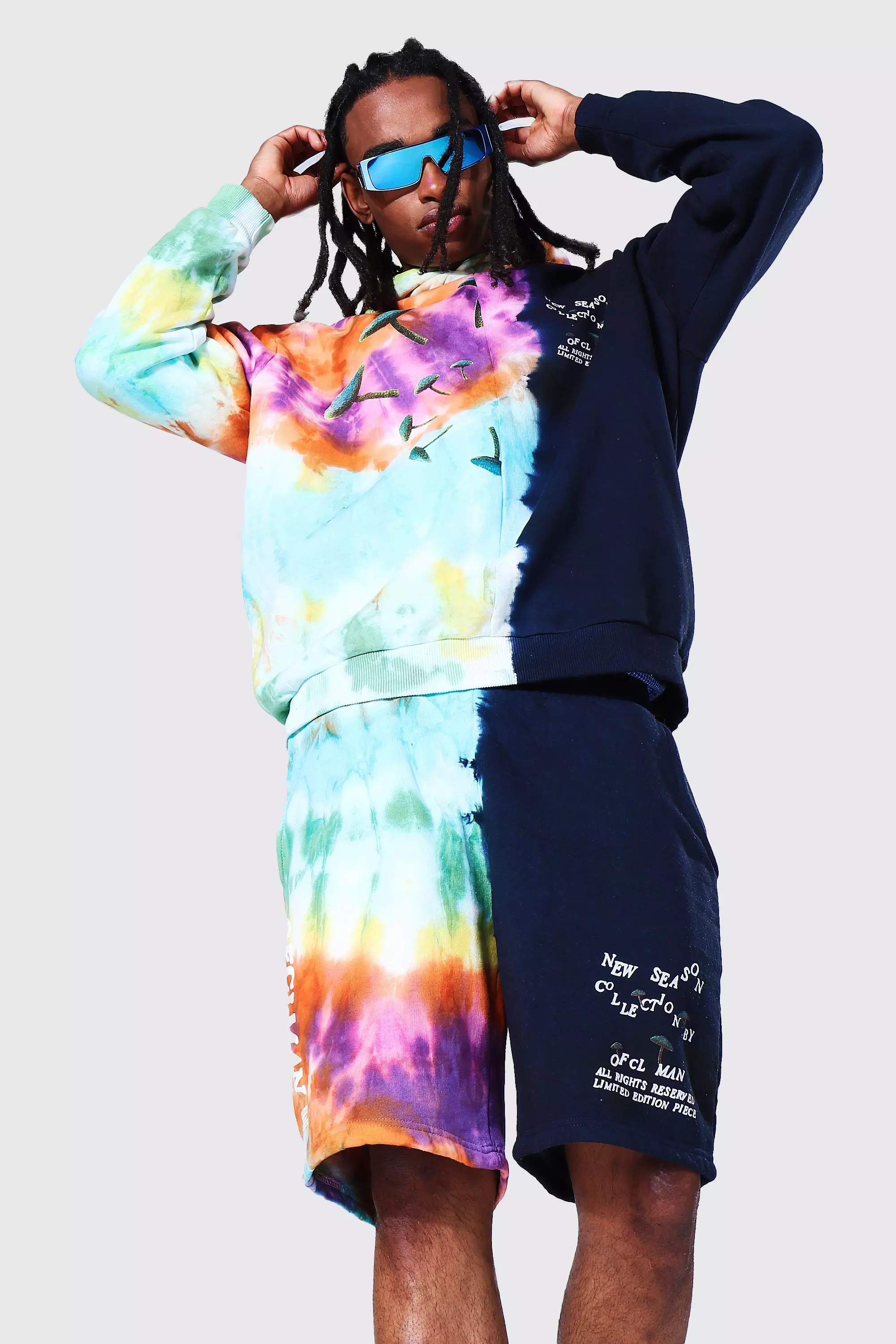 Oversized Ofcl Man Tie Dye Short Tracksuit boohooMAN USA