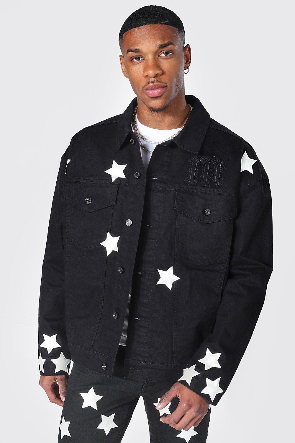 black jean jacket with stars