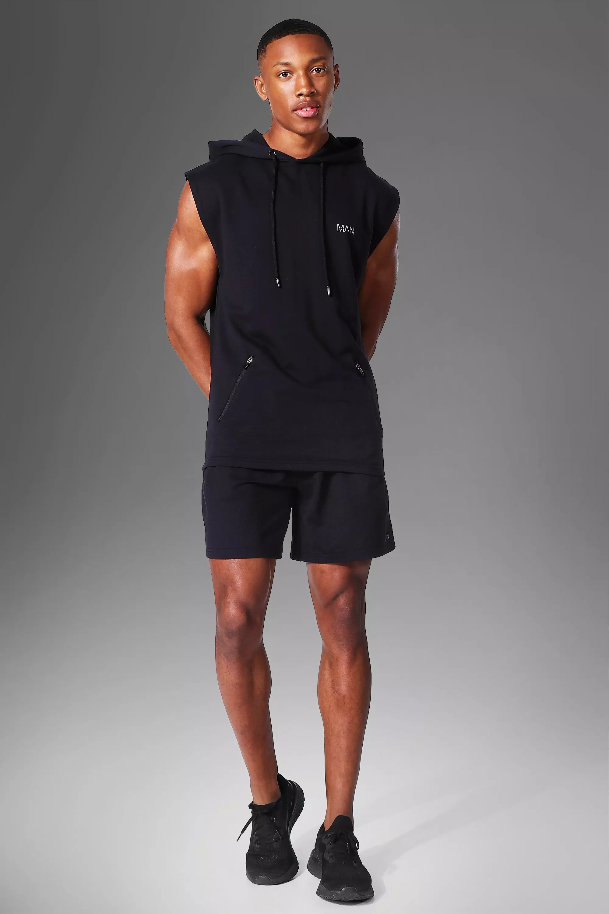 Buy Men's Slim-Fit Sleeveless Hoodie, Black