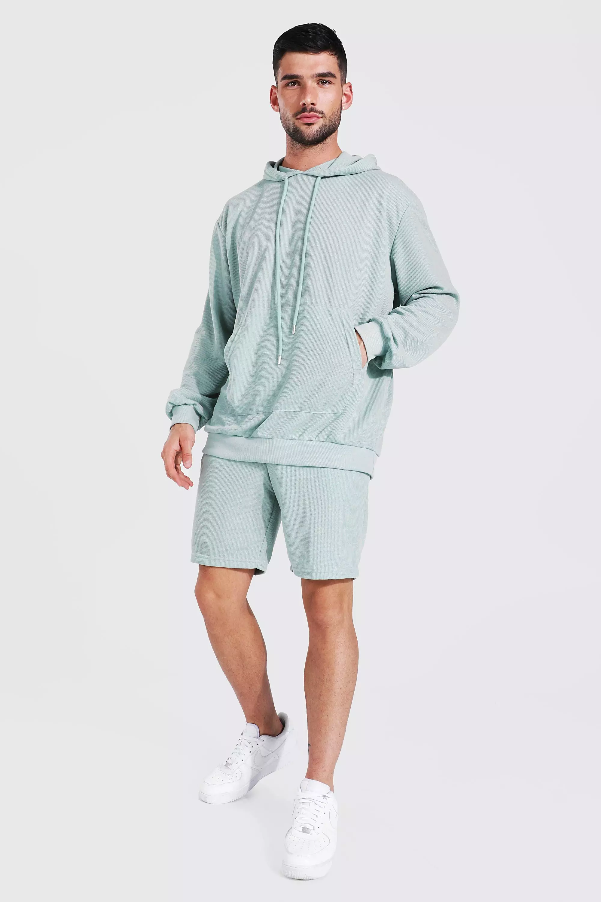 Hoodie And Short Waffle Lounge Set