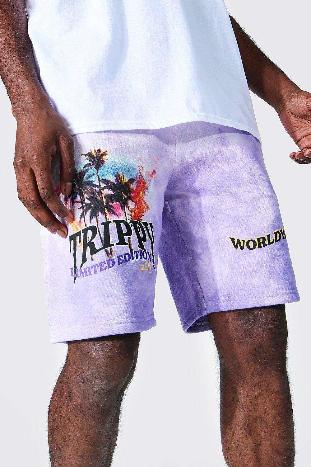 Regular Fit Skull Tie Dye Sweat Shorts | boohooMAN USA