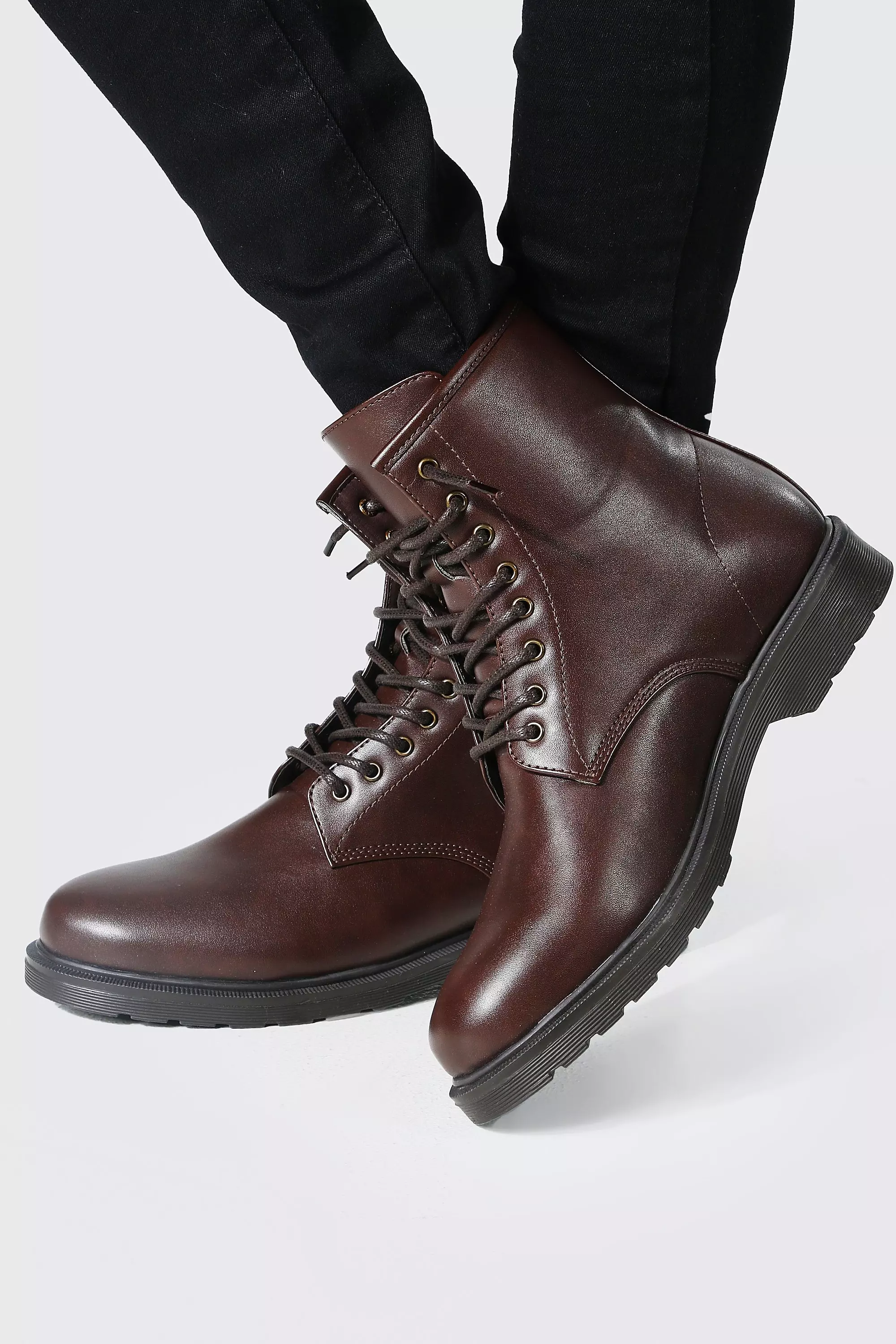 Mens leather shop lace up boots