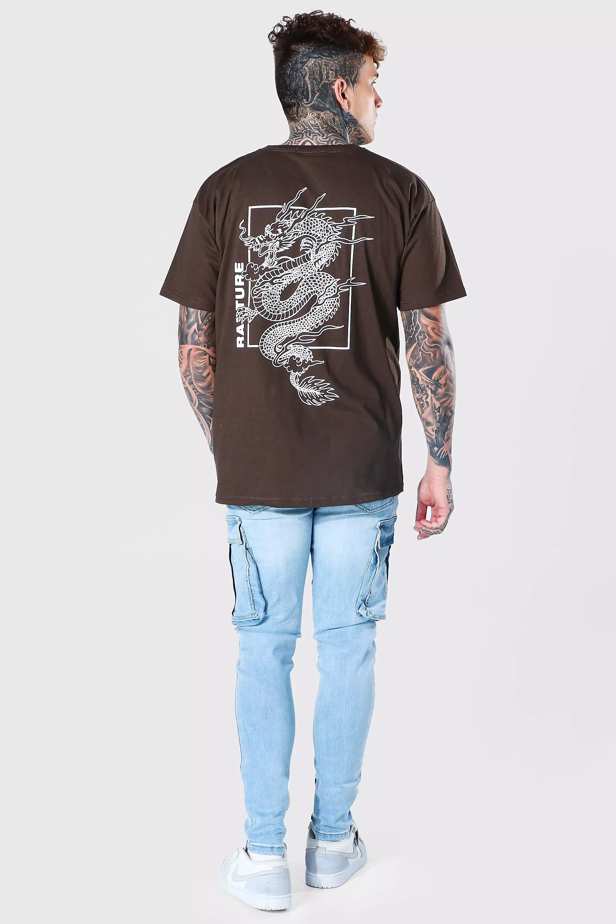 Tall Dragon Oversized Back Print T-shirt