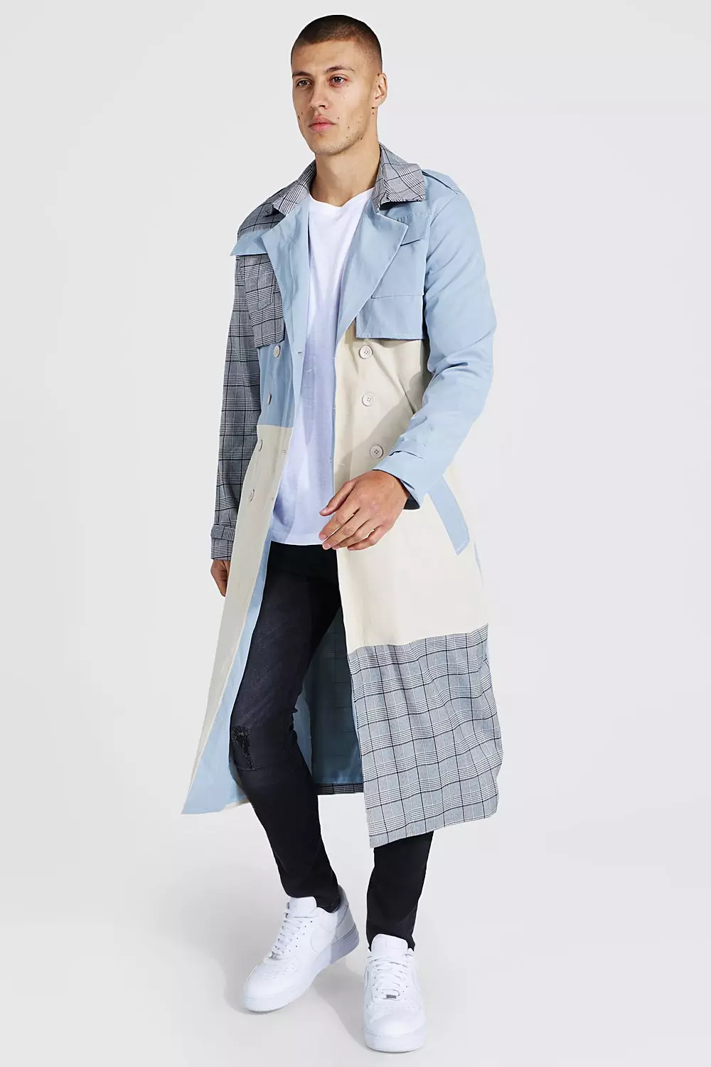 Denim Trench coat - Mens Denim Trench Coat