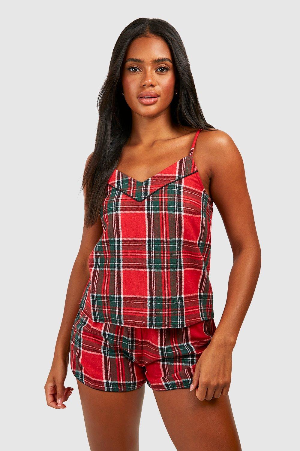 Womens Christmas Mix And Match Check Check Pj Cami Top - Red - 8, Red