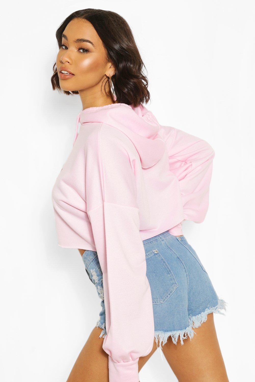 baby pink cropped hoodie