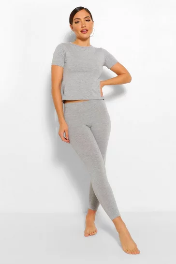 Grey marl Basic T-shirt & Legging Soft Jersey PJ Set