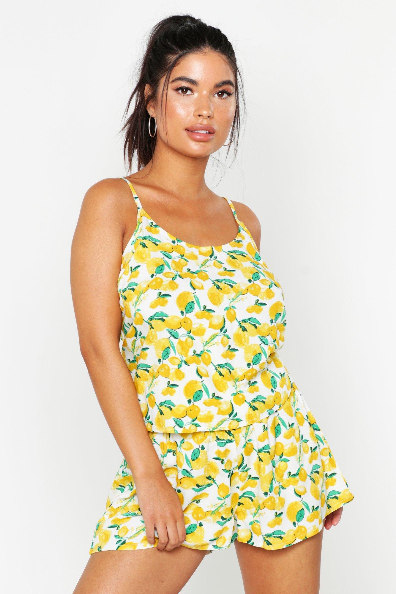 

Lemon Cotton Cami & Short Set, White