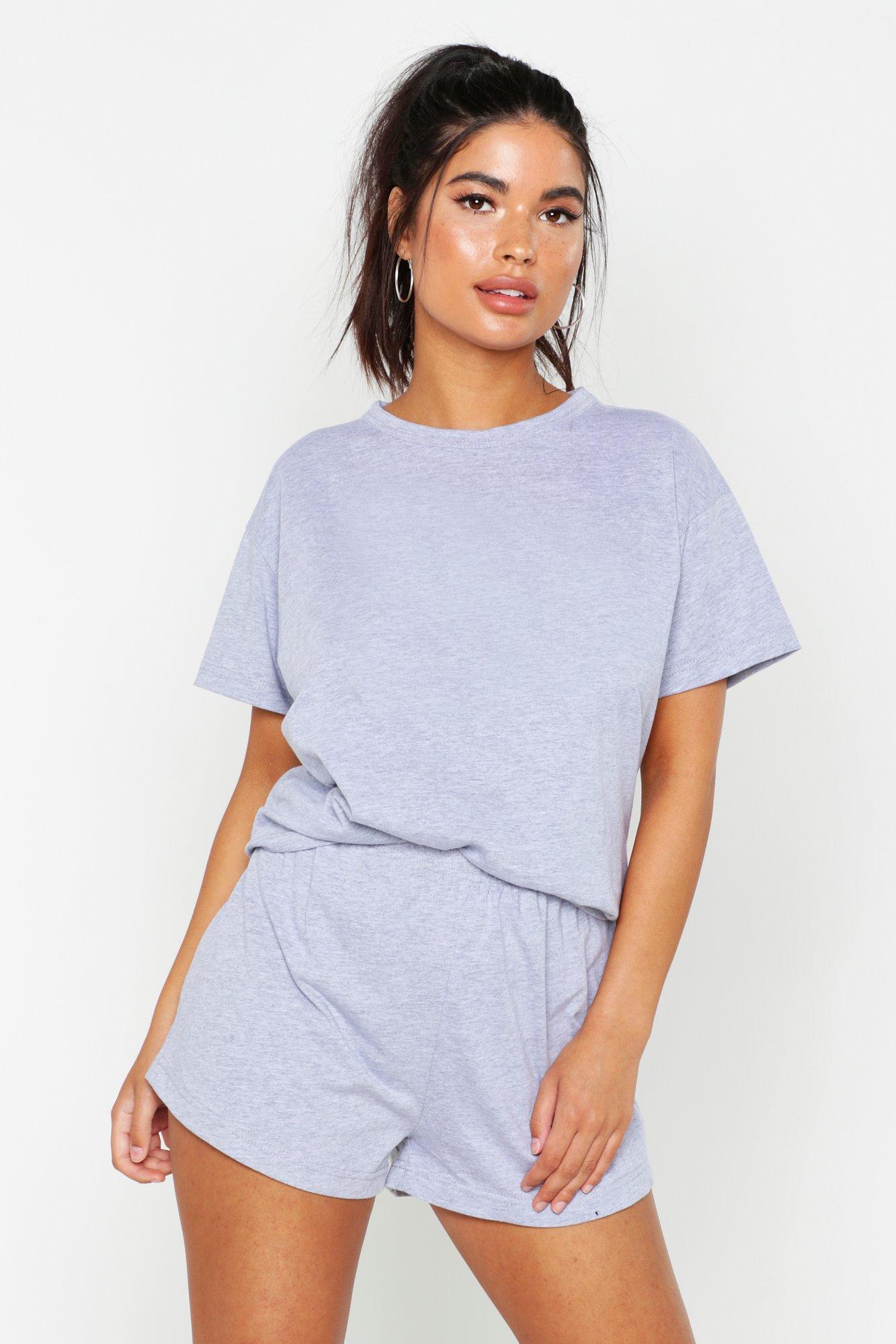 

Basic T-Shirt & Short Set, Grey marl