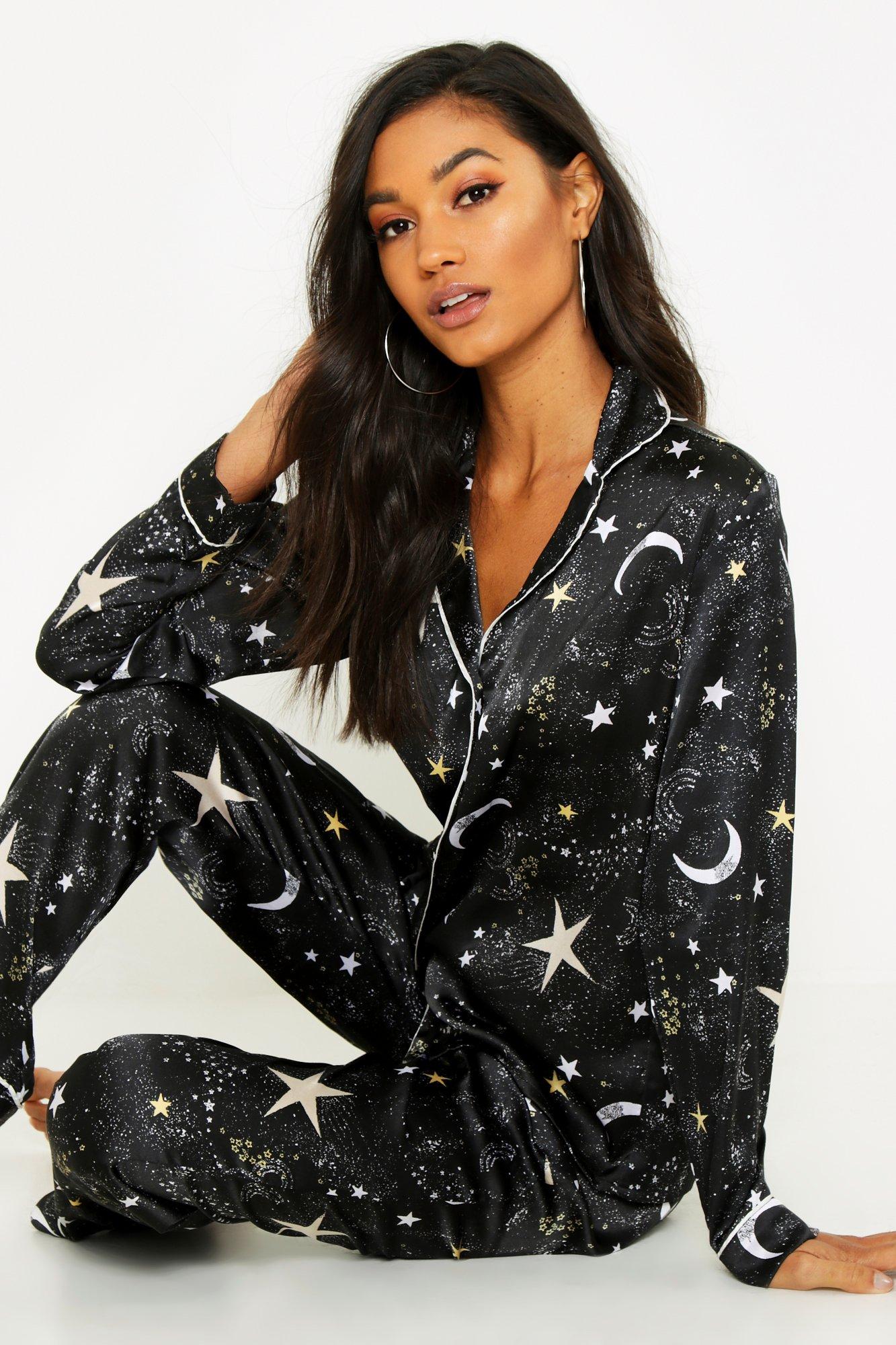 

Сет с пижамными брюками с принтом Galaxy Star, Black