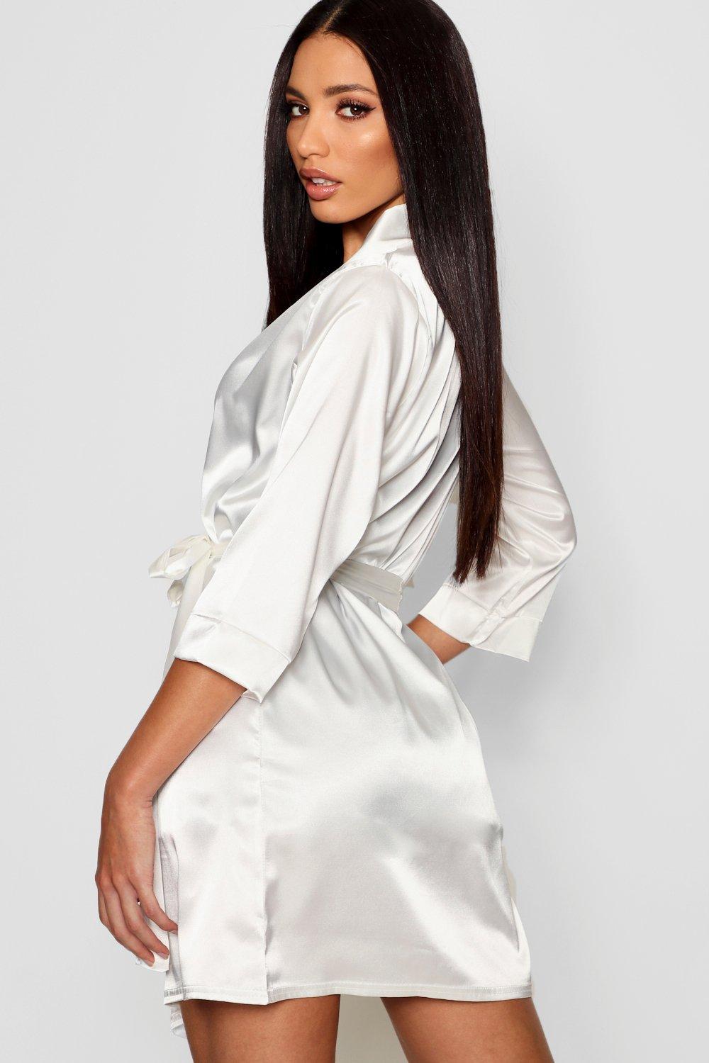 

Атласные Халат в стиле кимоно, White