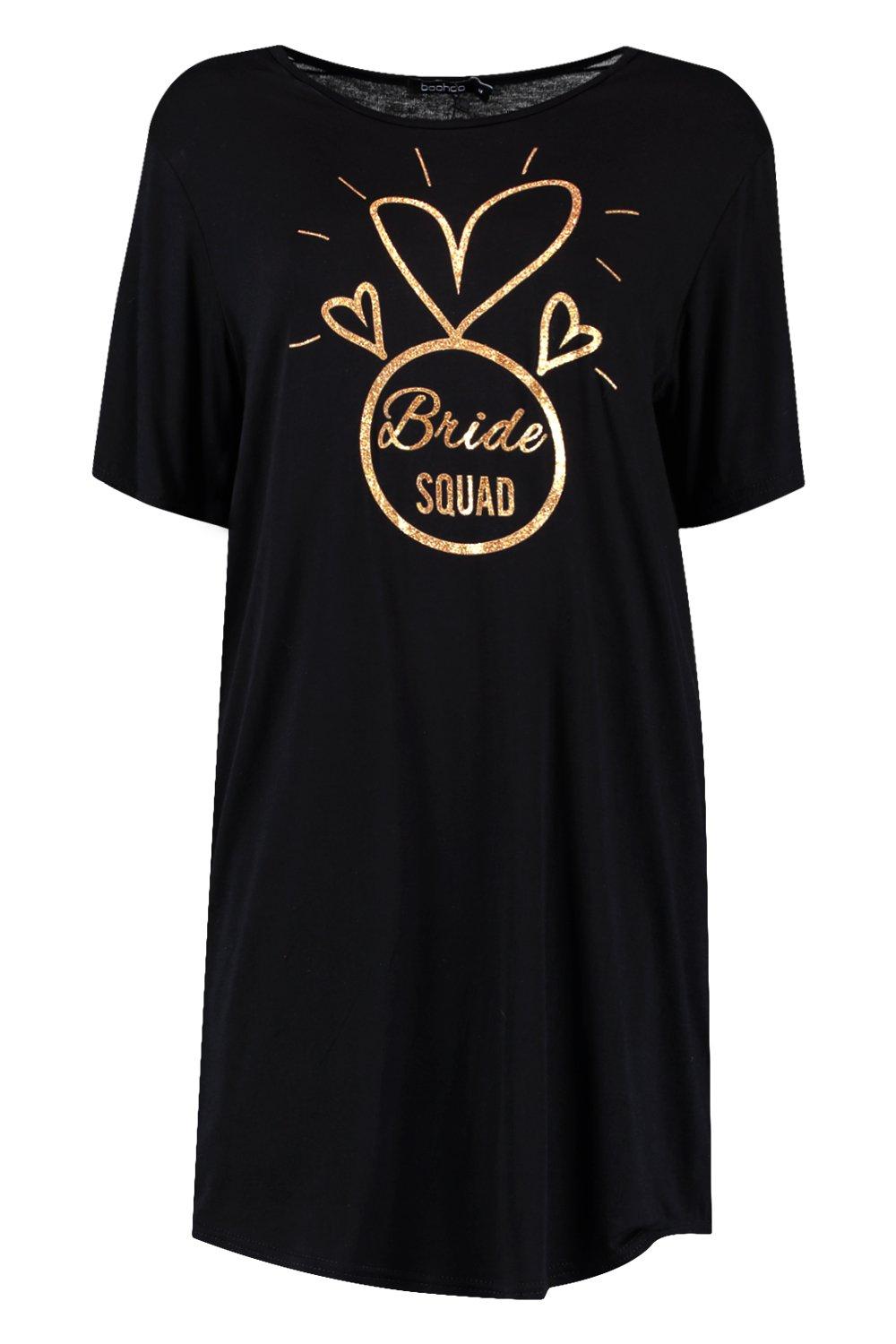 

Bride Squad Glitter Sleep Tee, Черный