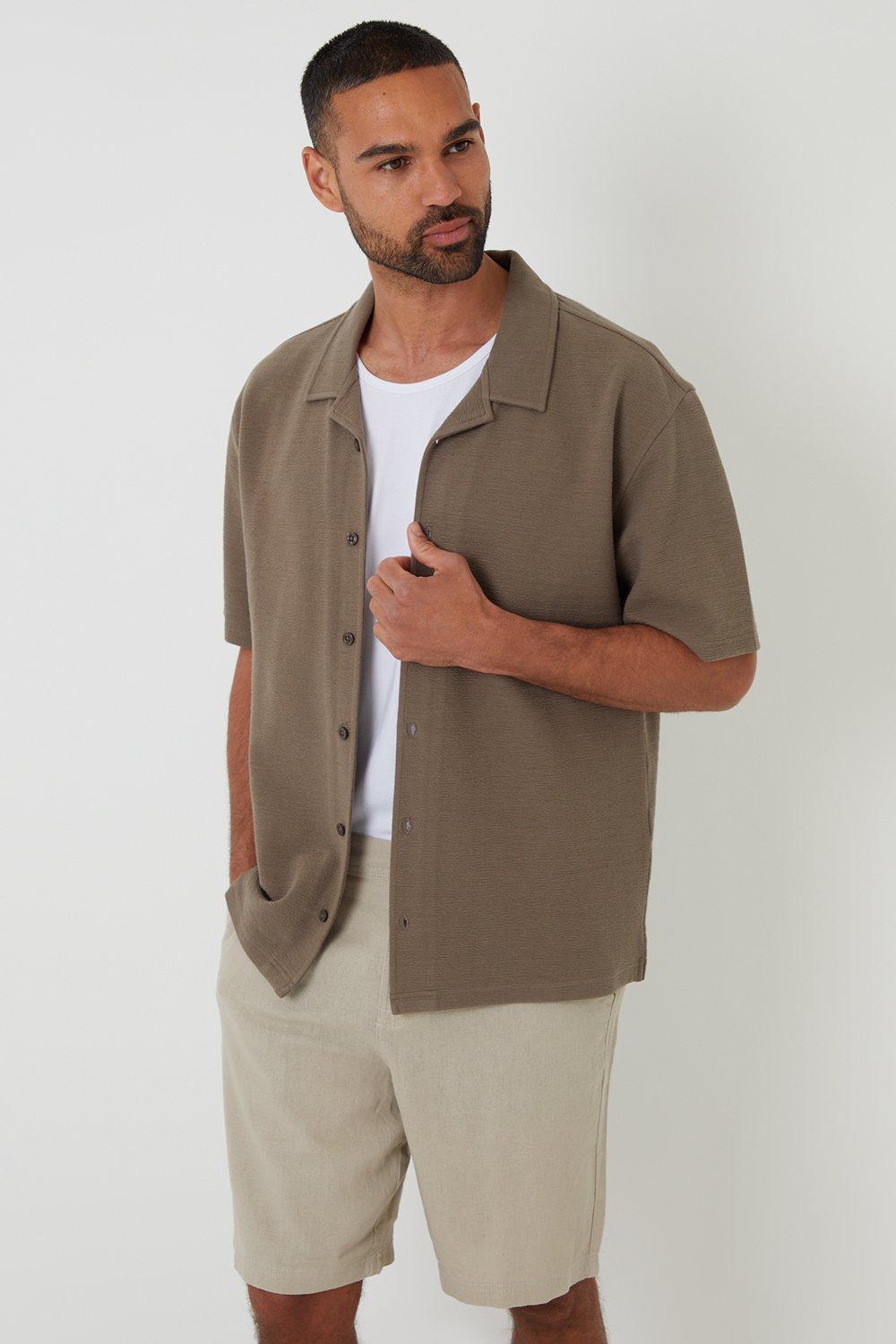 'Embley' Textured Revere Collar Short Sleeve Shirt