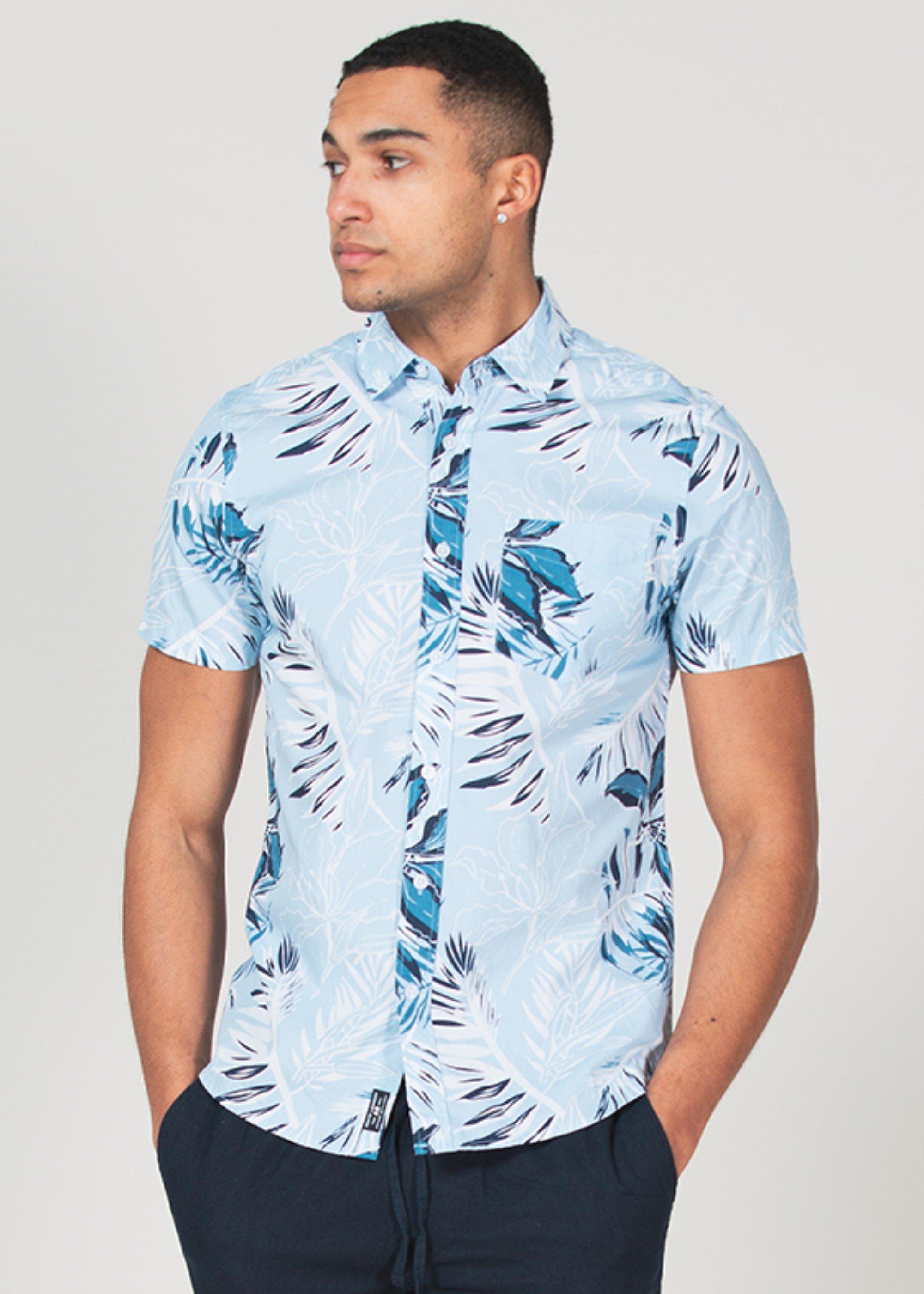 Cotton Short Sleeve Button-Up Printed Shirt