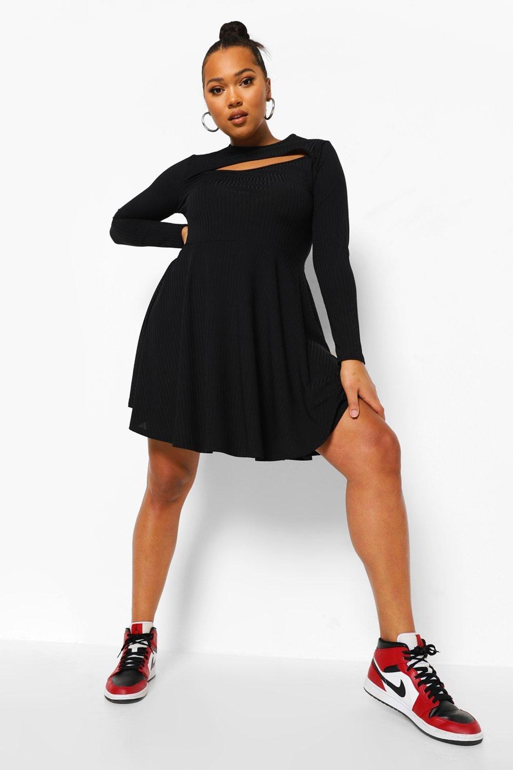 black skater dress size 18