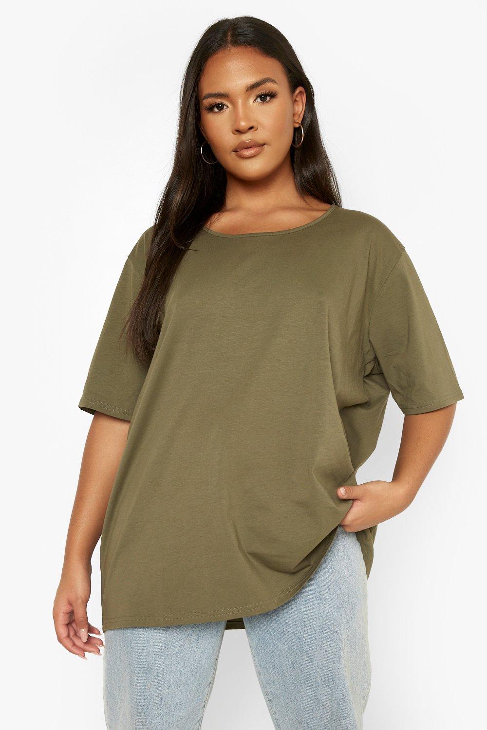 T-shirt Plus Size oversize in fibre riciclate, Verde