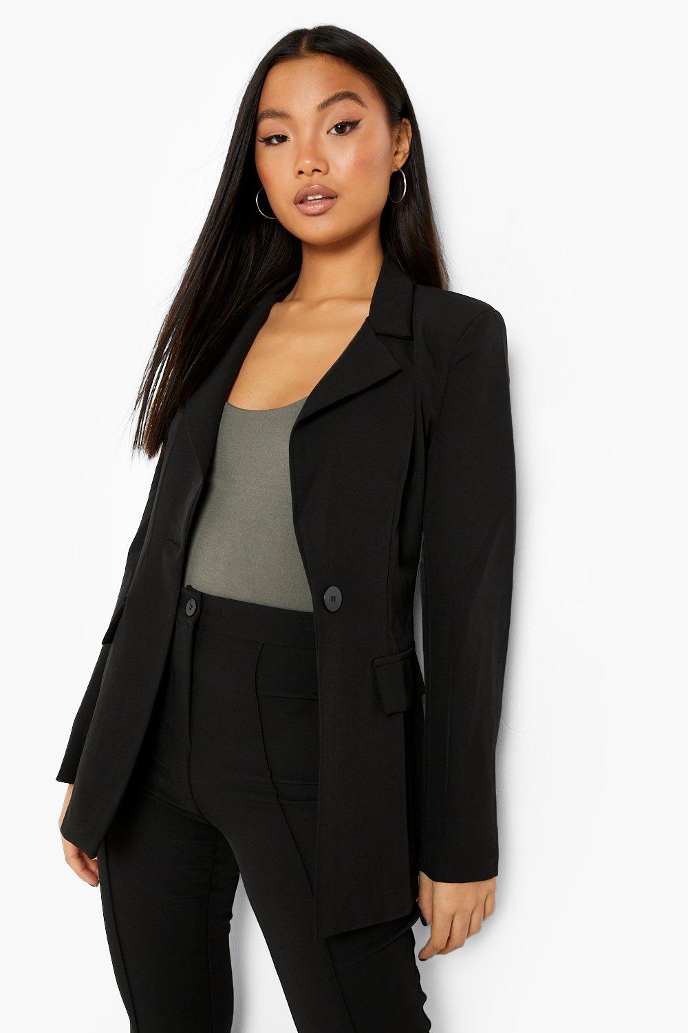 Boohoo Petite Getailleerde Blazer, Black