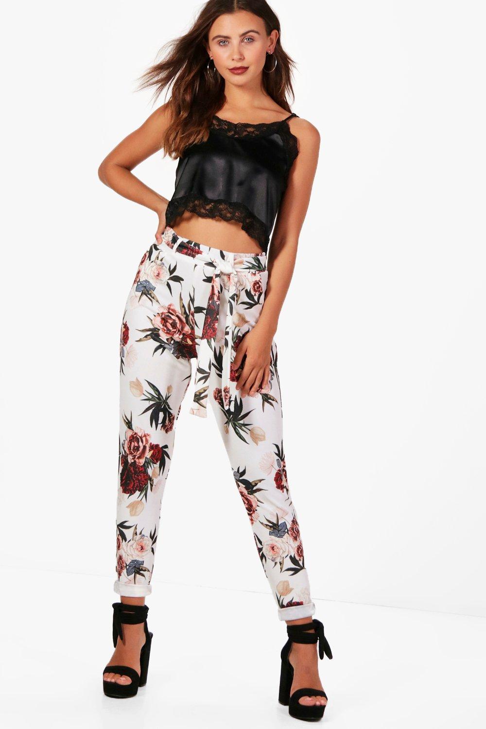 floral cigarette trousers