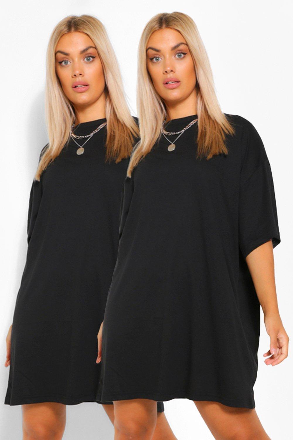 Womens Plus 2 Pack T-Shirt Dress - Black - 28, Black