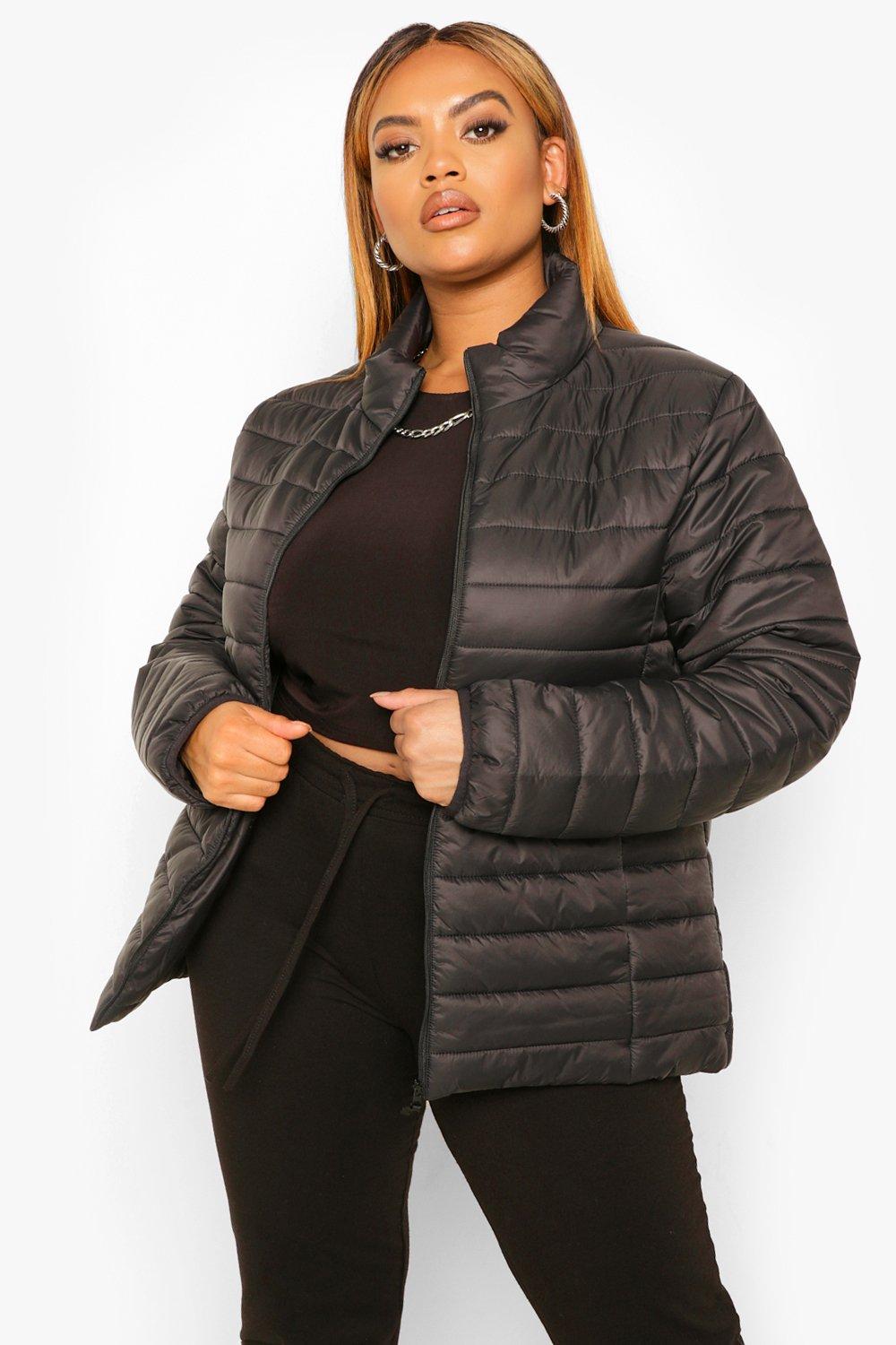 Womens Plus Basic Puffer Jacket - Black - 16, Black