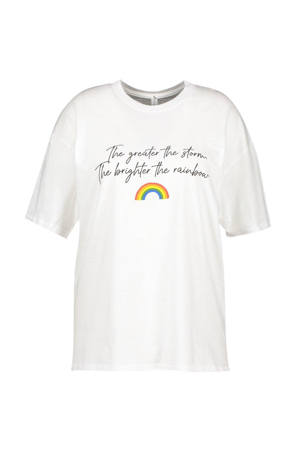 

PLUS RAINBOW SLOGAN T-SHIRT, White