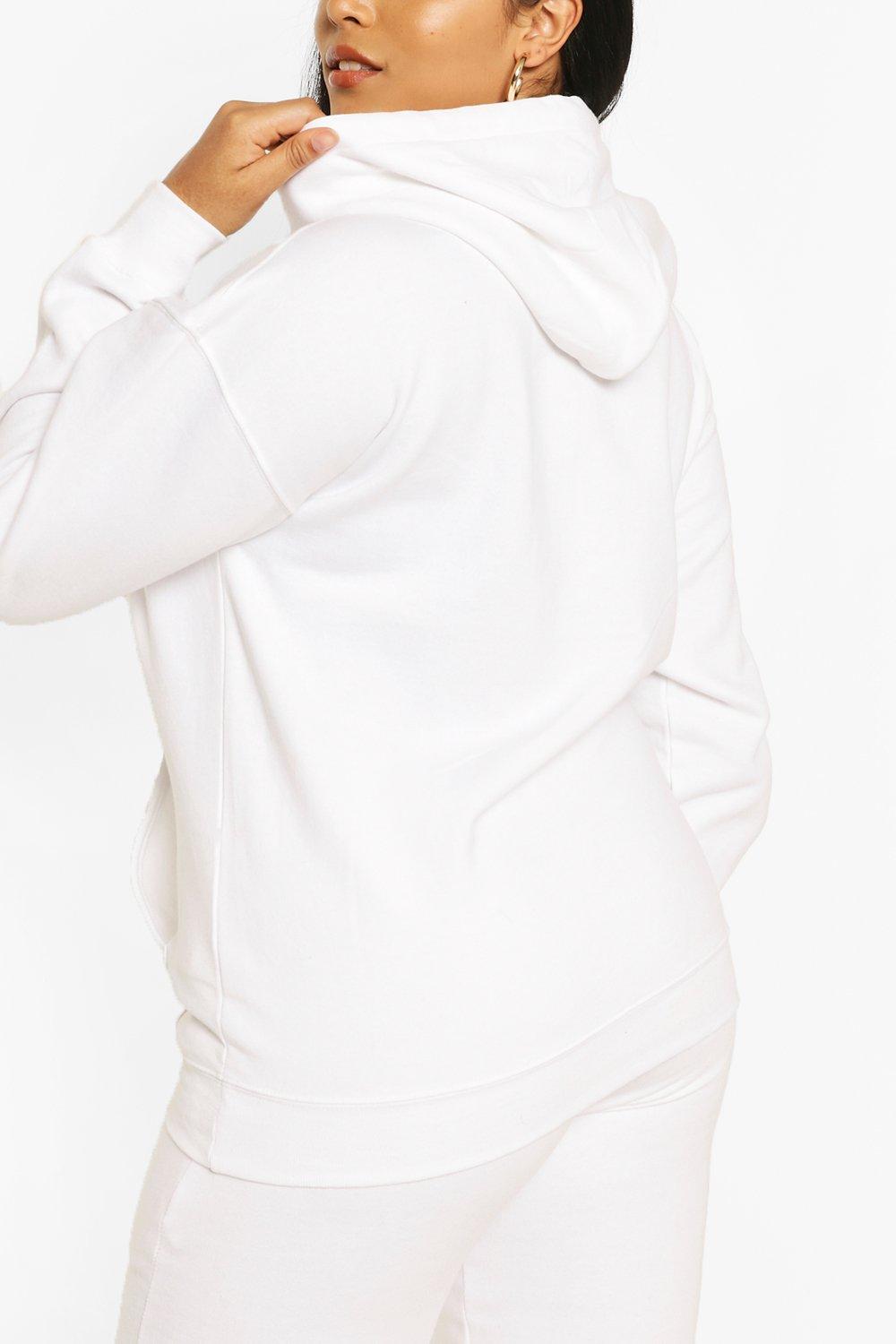 

Plus Oversized Basic Hoodie, White