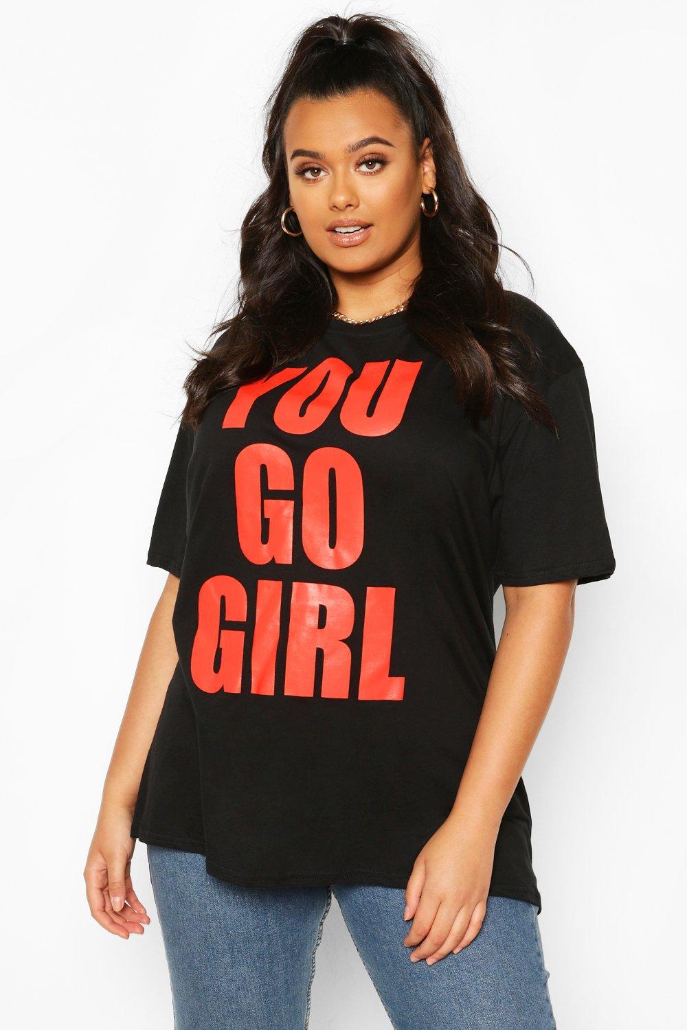 

Plus You Go Girl Slogan T-shirt, Black