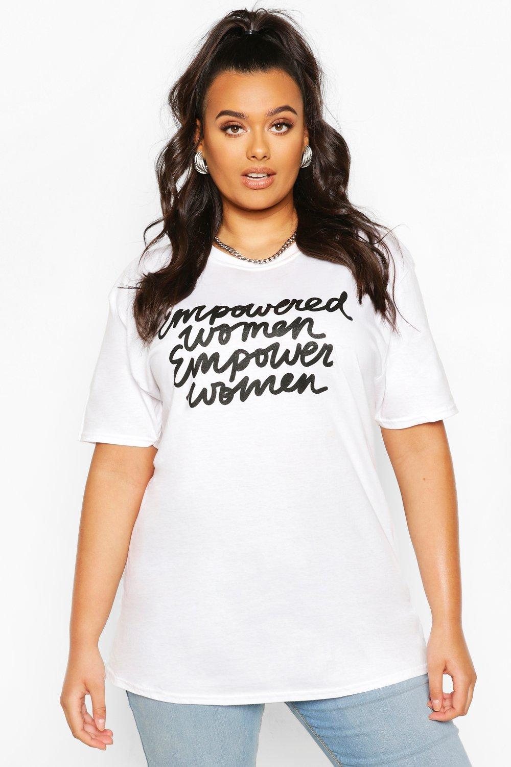 

Из коллекции «Плюс сайз» — Футболка со слоганом Empowered Women, White