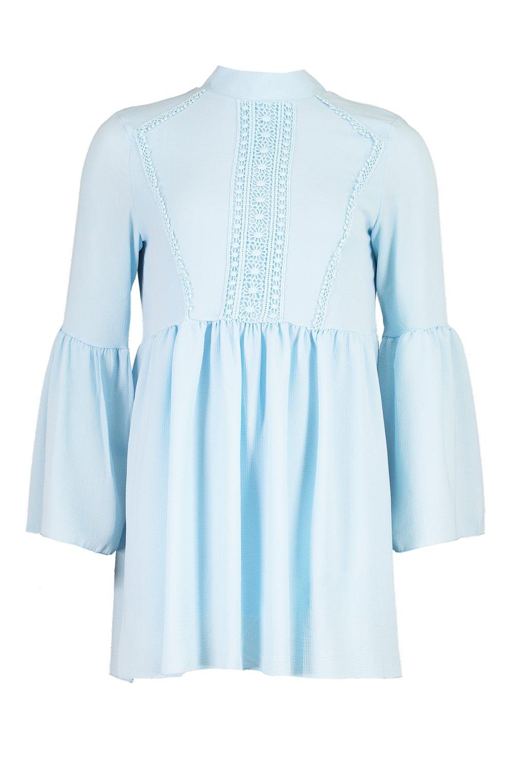 

Из коллекции «Petite» — Свободное платье из вязаного крючком кружева, Blue