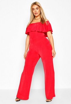 Final Sale Plus Size Jumpsuit with Ruffled Cap Sleeves in Royal Blue Final Sale Plus Size Jumpsuit with Ruffled Cap Sleeves in Royal Blue