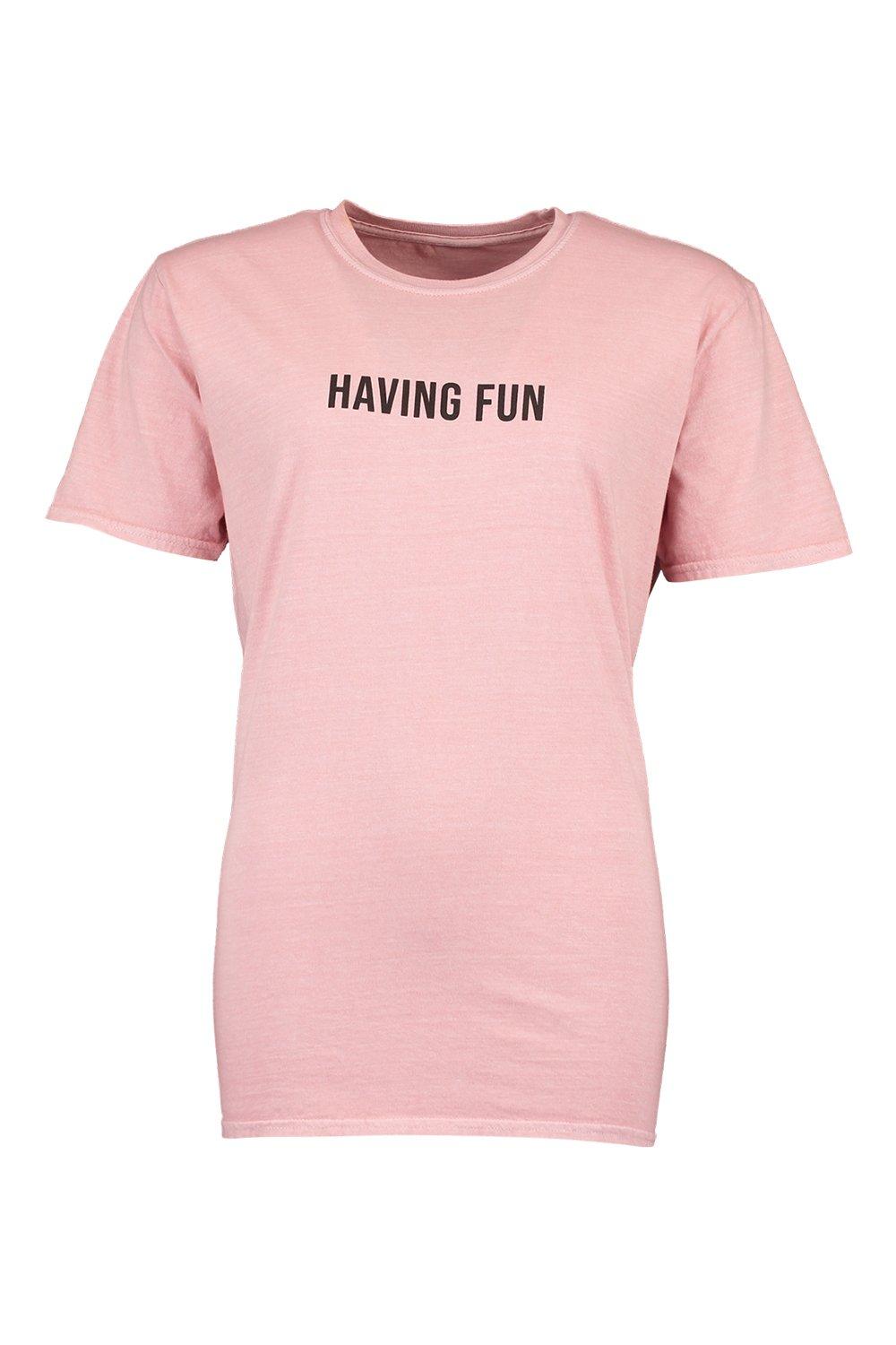 

Из коллекции «Petite» — Футболка со слоганом Having Fun, Pale pink
