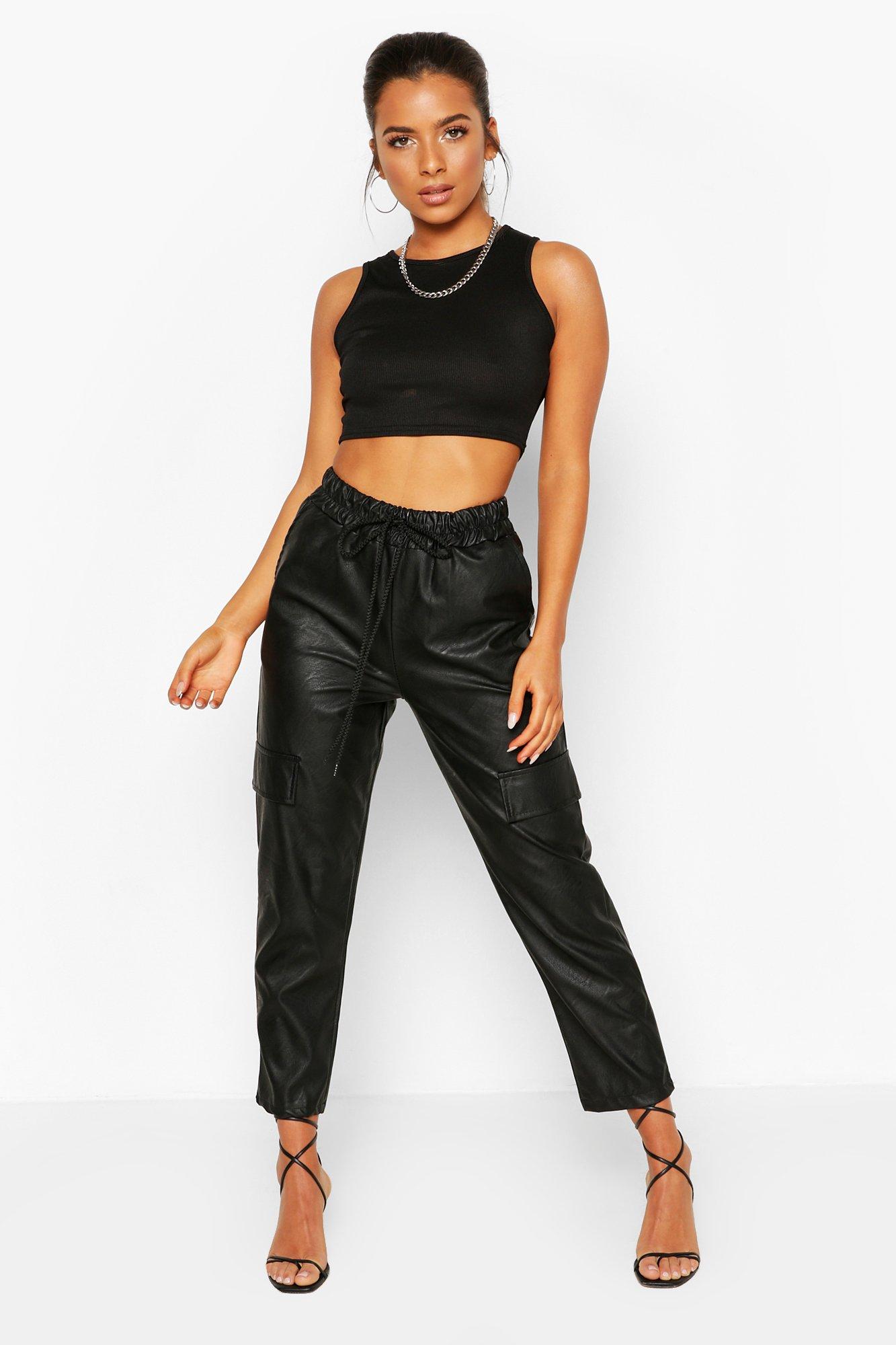 petite leather joggers