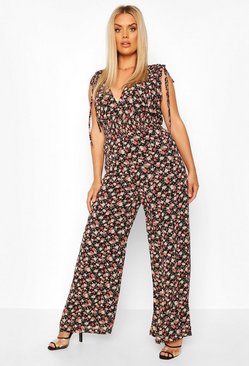 Final Sale Plus Size Jumpsuit with Ruffled Cap Sleeves in Royal Blue Final Sale Plus Size Jumpsuit with Ruffled Cap Sleeves in Royal Blue