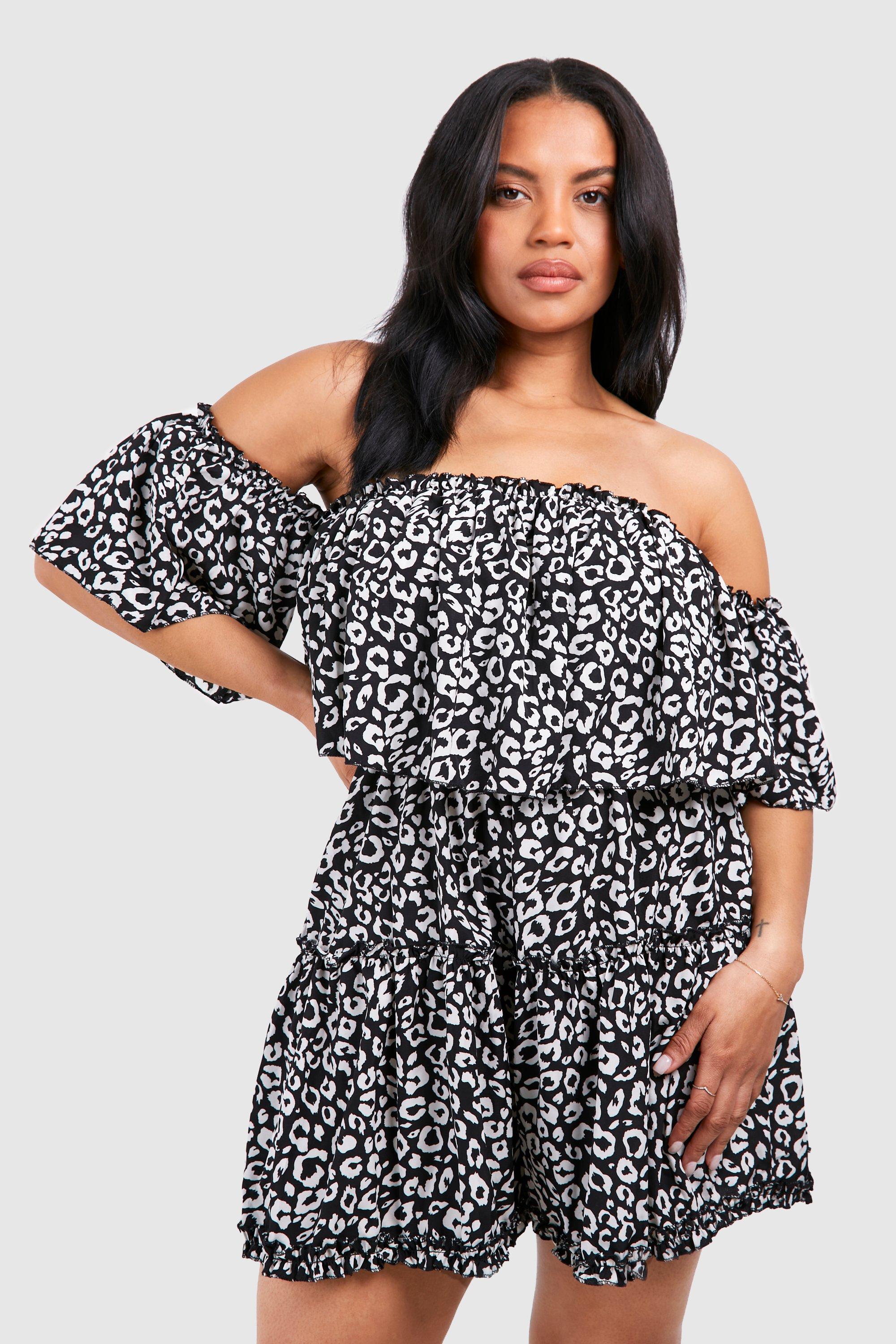 leopard print bardot playsuit
