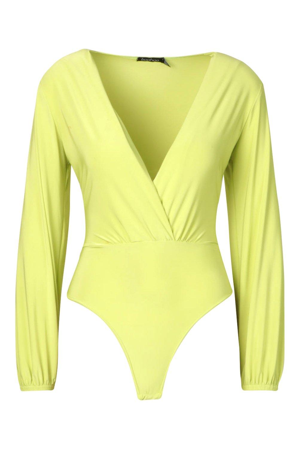 

Petite Plunge Slinky Bodysuit, Limeade