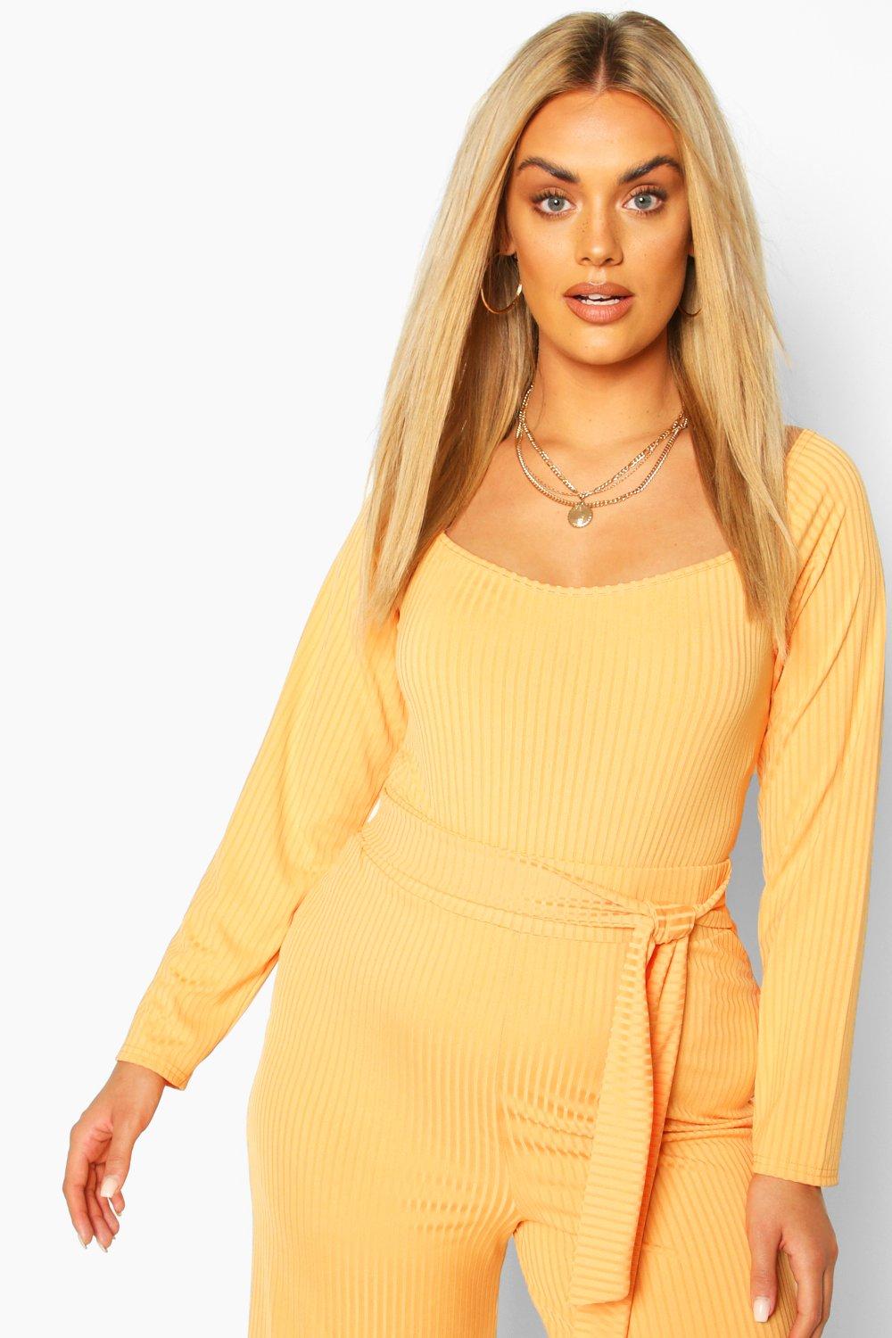 

Plus Jumbo Rib Bodysuit, Apricot