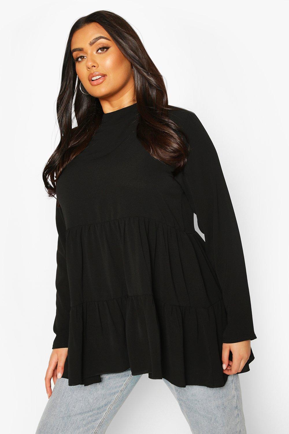 high neck smock top