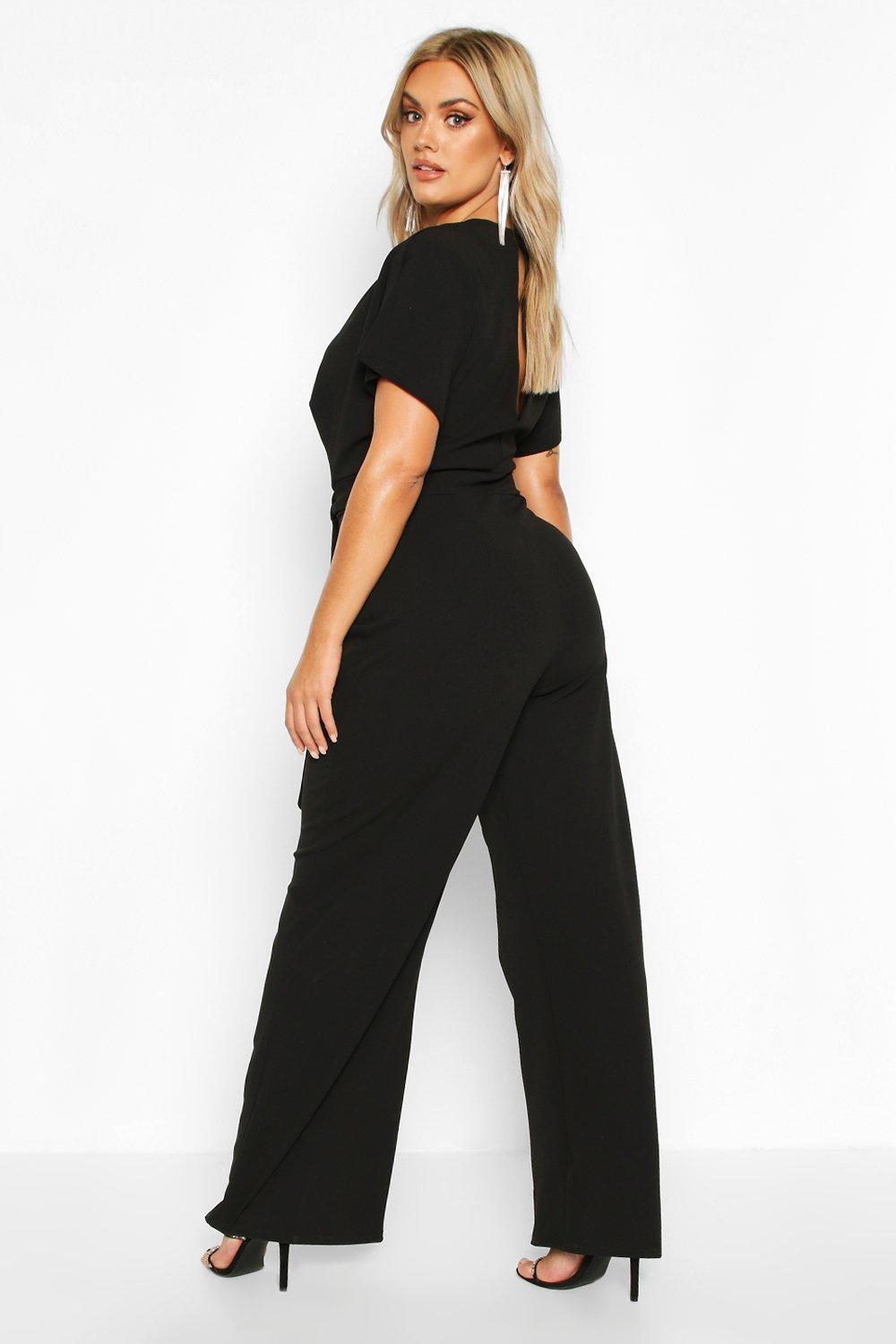 belted wide leg jumpsuit