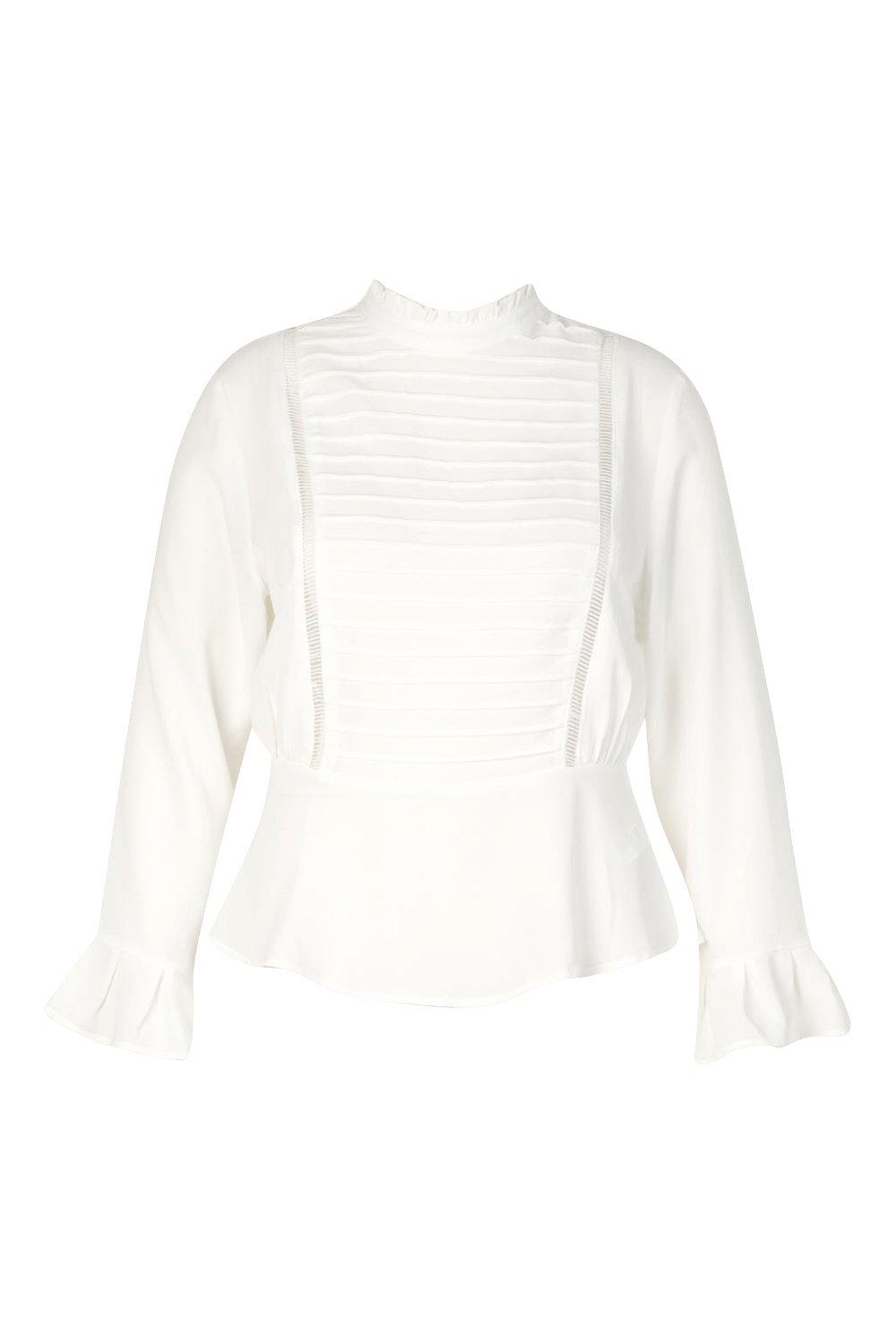 

Из коллекции «Плюс сайз» — Блузка со складками и с длинными рукавами, Ivory