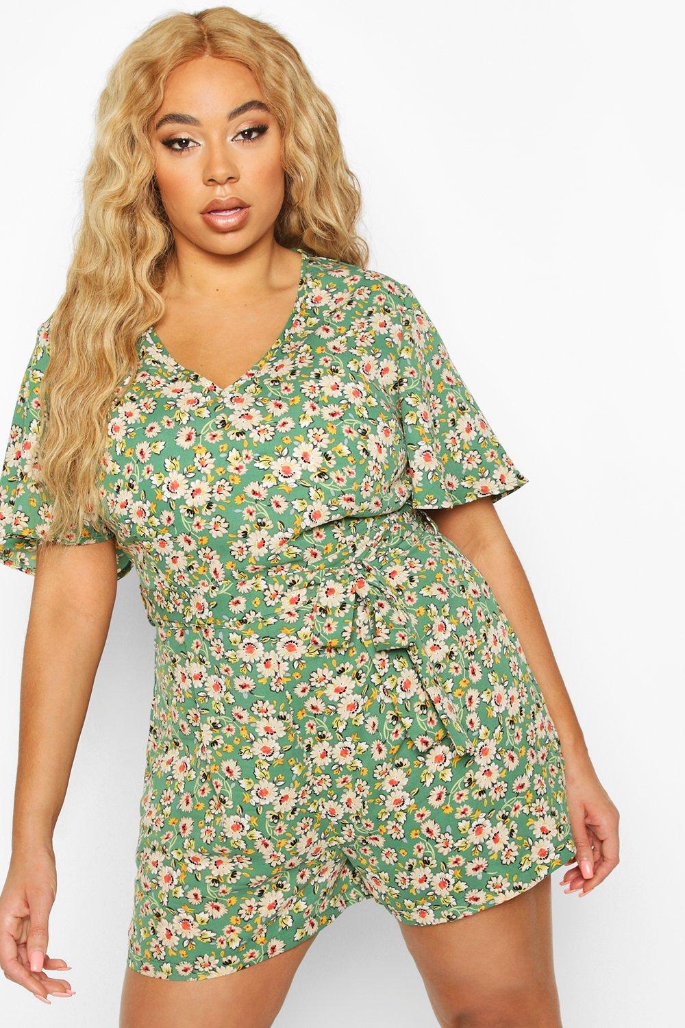 boohoo green playsuit