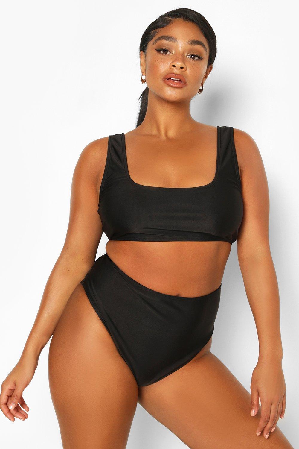 black square neck bikini